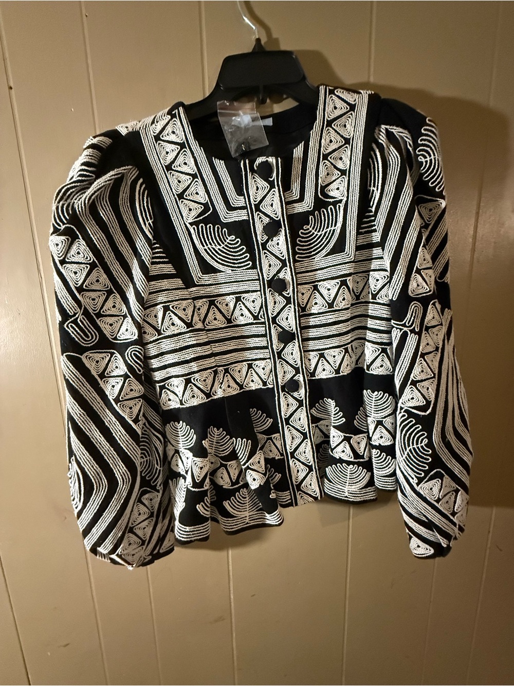 Black & White Embroidered Women's Jacket